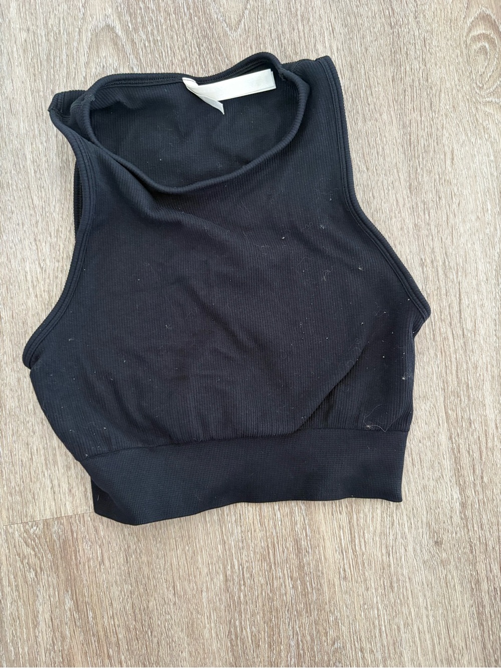 Babaton Black Ribbed High-Neck Crop Top